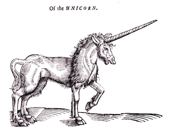 Dibujo de un unicornio en algún libro antiguo